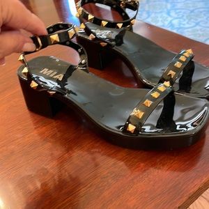 Brand New Black Jelly Platform with Gold Studs